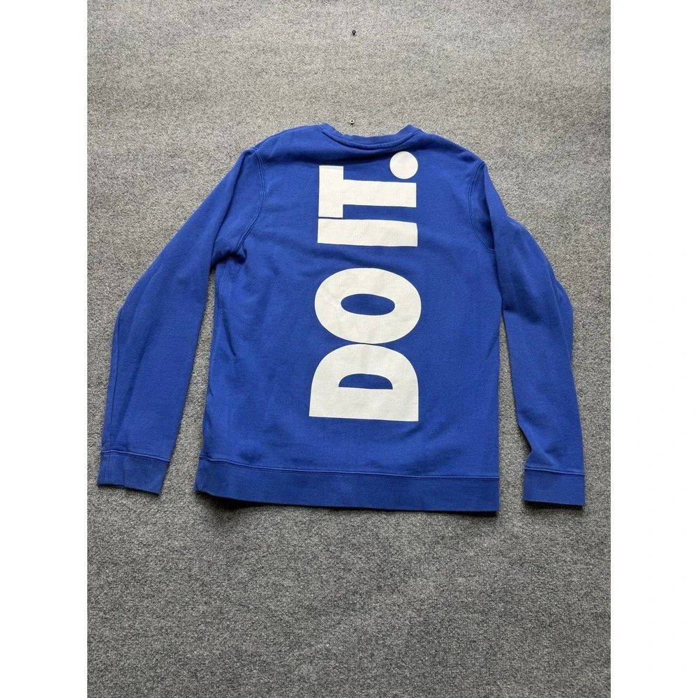 Nike Crewneck Men's Size Large Blue White Spellout‎